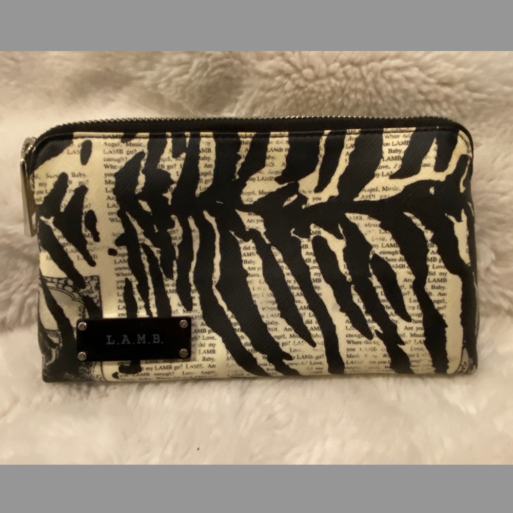 L.A.M.B. Black and White Cosmetic Bag